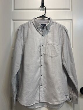 American Eagle Outfitters Men's Button-Down Shirt - White with Black Stripes